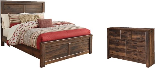 Signature Design by Ashley® Quinden 2-Piece Dark Brown Queen Panel Bed Set-0