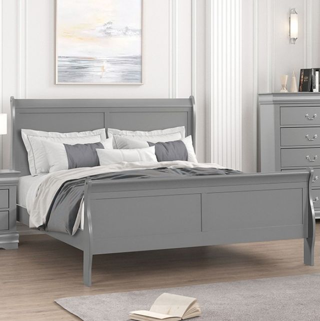 Furniture of America® Louis Philippe 4-Piece Gray Queen Bedroom Set-2