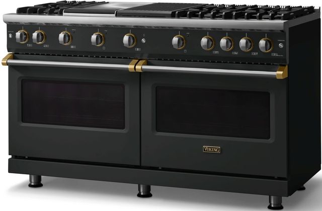 Viking® 5 Series 60" Antique Bronze Pro Style Gas (NG) Range with Brushed Brass Trim-2