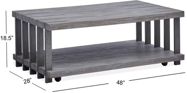 Magnussen Home® Eldridge Weathered Gravel Cocktail Table with Casters-2