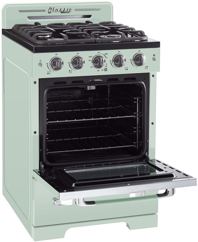 Unique® Appliances Classic Retro 24" Summer Mint Green Freestanding Gas Range-2