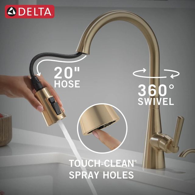 Delta Boyd™ Champagne Bronze Single Handle Kitchen Faucet with Soap Dispenser and ShieldSpray Technology -3