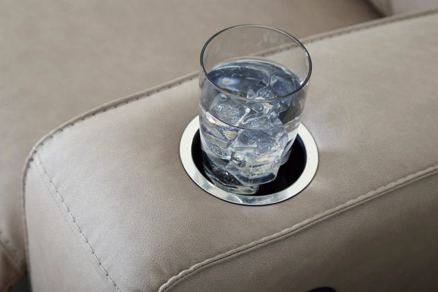 Signature Design by Ashley® Lavenhorne Pebble Manual Reclining Sofa with Drop Down Table-0