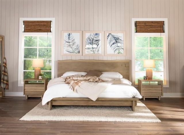 Coaster® Stillwater Weathered Oak California King Platform Panel Bed-1