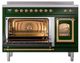 Ilve® Nostalgie II Noblesse 48'' Emerald Green Pro Style Induction Range with Brass Trim-3
