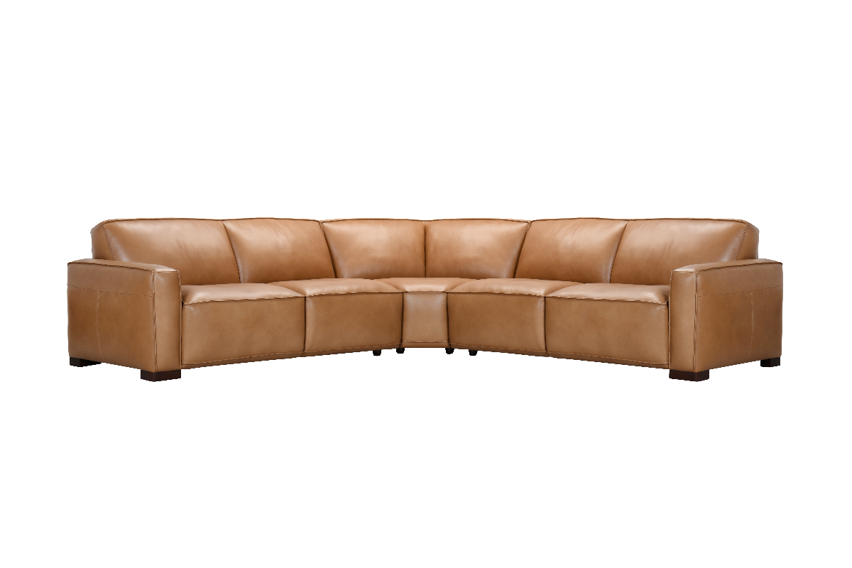 Violino 33476 3-pc Leather Sectional in Caramel | Roby's Furniture