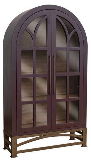 front view of the International Furniture Direct Obsidian Merlot Red 2-Door Cabinet
