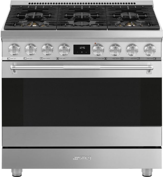 Smeg Professional 36" Stainless Steel Pro Style Dual Fuel Range-0