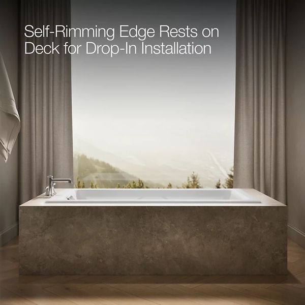 KOHLER® Tea-For-Two® White 71.75" X 36" Drop-In/Undermount Whirlpool Bath with Multiple Pump Location-3