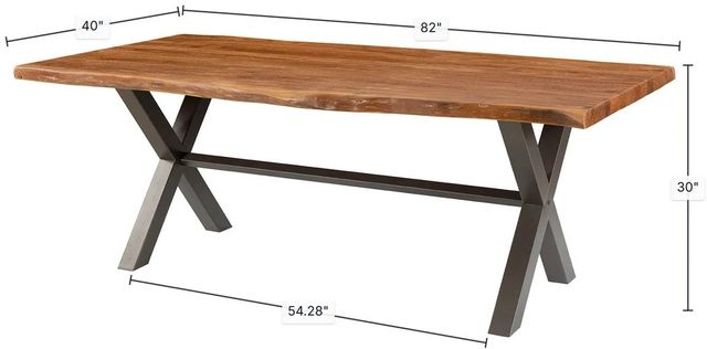 LH Home Live Edge Restore 82" Brown/Gunmetal Grey Dining Table-2
