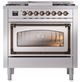 Ilve® Nostalgie II Noblesse 36'' Stainless Steel Pro Style Dual Fuel Range with Burnished Trim-1