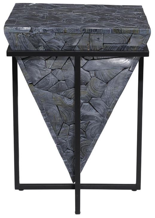 Deco Marche U Select Gray Side End Accent Table with Black Base-2