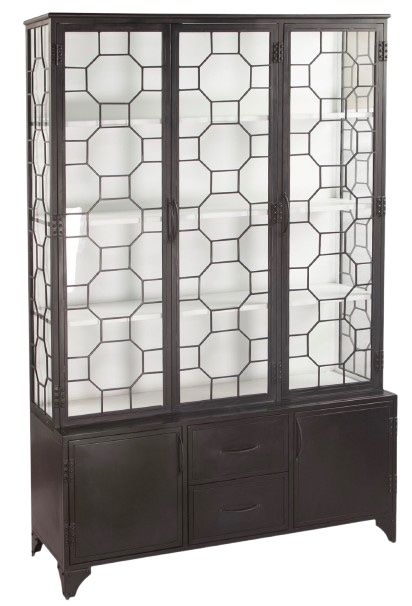 Home Trends & Design Pompeii Matte Black Display Cabinet-0