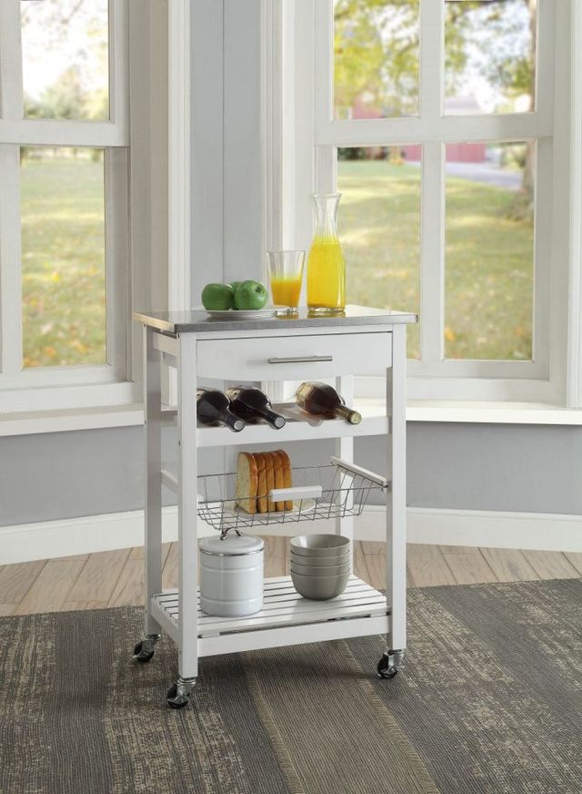 Linon Zoey White Kitchen Cart-2