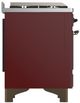 Ilve® Majestic III 48" Burgundy Pro Style Dual Fuel Natural Gas Range with French Top and Burnished Trim-4