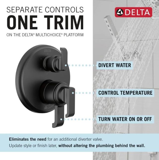 Delta Tetra® 17 Series Matte Black 6-Setting Integrated Diverter Trim-2