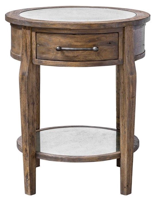 Uttermost® Raelynn Glass Top Lamp Table with Weathered Pecan Base-3