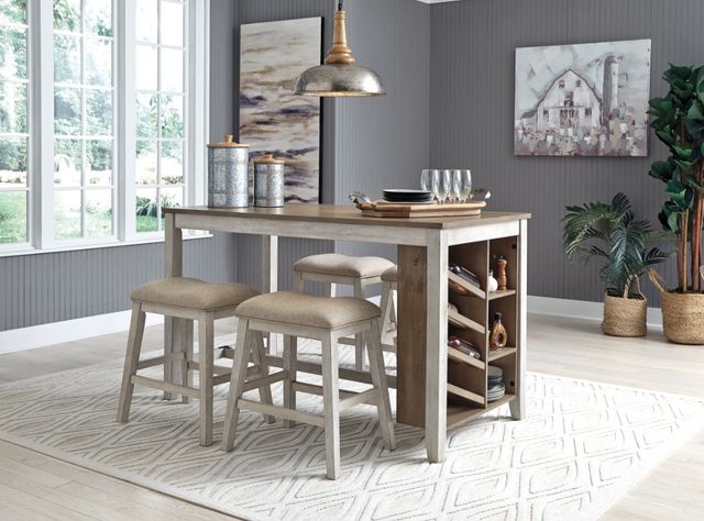 Signature Design by Ashley® Skempton 5-Piece White/Light Brown Counter Height Dining Set-3
