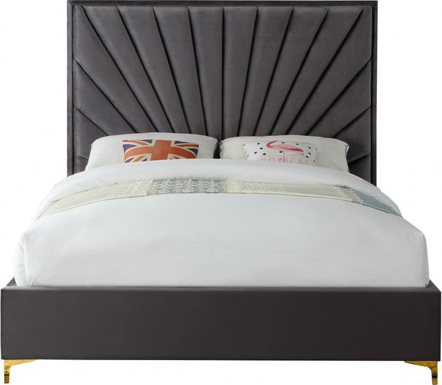 Meridian Furniture Eclipse Grey Velvet Full Bed-1