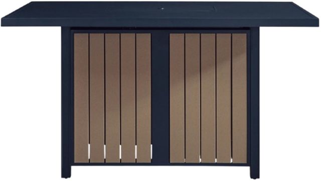 Signature Design by Ashley® Mabry Shores Driftwood/Navy Blue Aluminum Outdoor Bar Table with Fire Pit-2