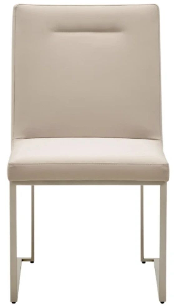 Michael Amini® Marin Brushed Stainless Steel/Greige Dining Side Chair-2