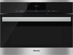 Front view of the Miele DGC 6805-1 24" Clean Touch Steel Combination Steam Oven