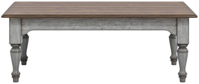 Flexsteel® Plymouth Medium Brown Coffee Table with Distressed Graywash Base-3
