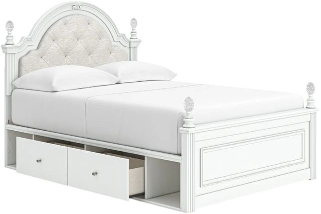 Signature Design by Ashley® Maylilly White Full Upholstered Panel Storage Bed-2
