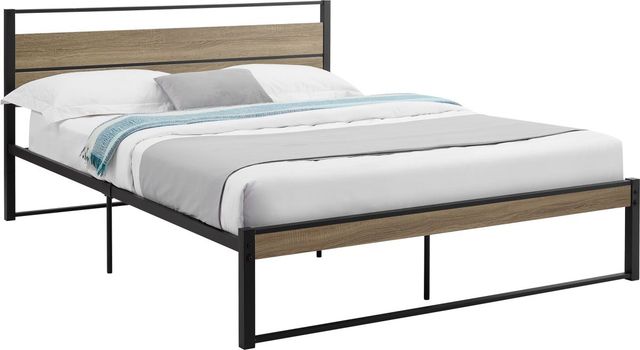 Monarch Specialties Inc. Dark Taupe/Black Metal Platform Queen Bed-0