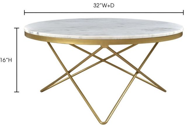 Moe's Home Collection Haley White Marble Round Coffee Table with Gold Iron Base-2