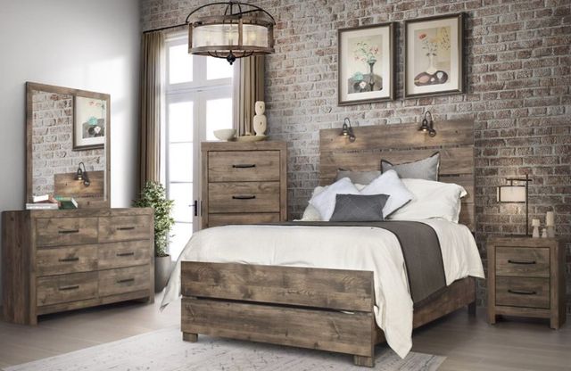 New Classic® Home Furnishings Misty Lodge Rustic Brown Queen Panel Bed-1