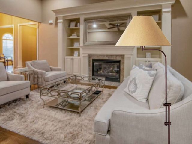 Cal® Lighting & Accessories Beige/Rust Floor Lamp with Adjust Pole-2