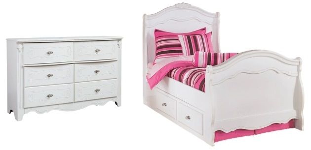Signature Design by Ashley® Exquisite 2-Piece White Twin Storage Sleigh Bed Set-0
