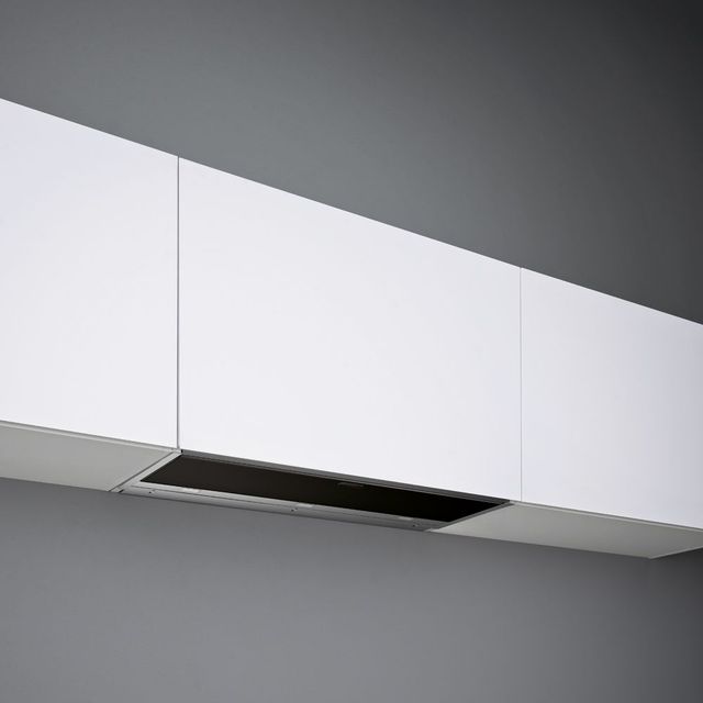 Falmec Design Collection 34" Scotch Brite Stainless Steel with Black Glass Under Cabinet Range Hood-2