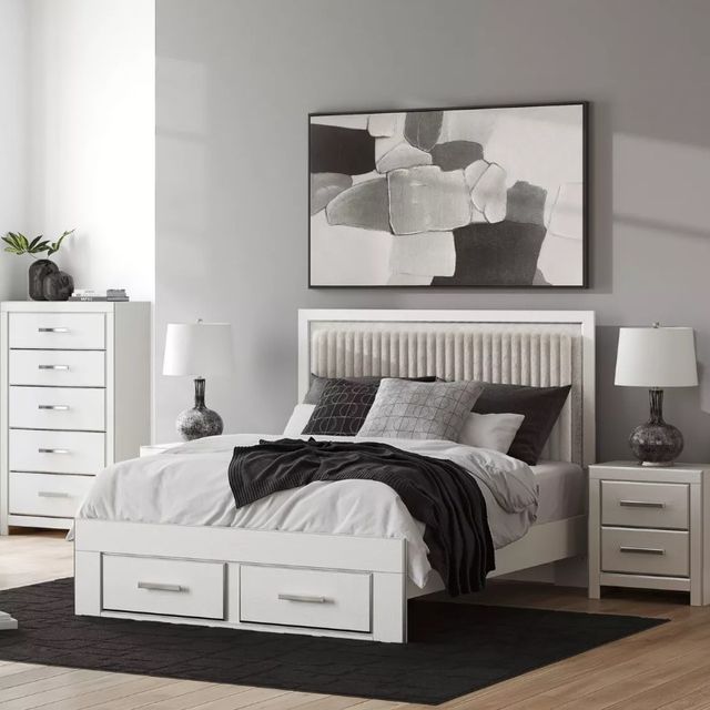 Signature Design by Ashley® Birmonton White Queen Upholstered Storage Panel Bed-3