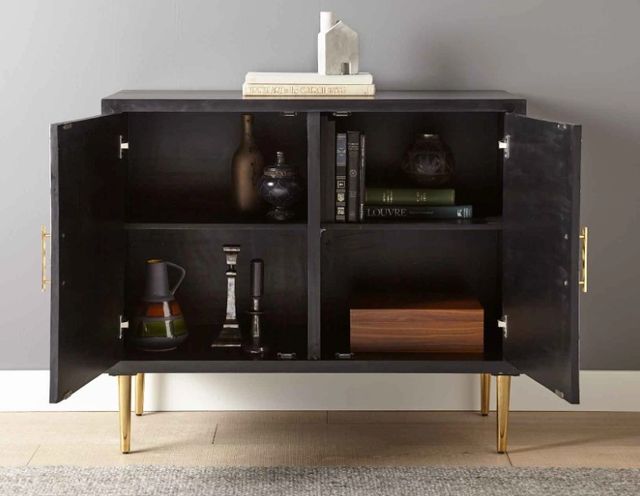 Steve Silver Co. Benzara Black Accent Cabinet with Gold Base-2