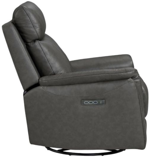 Liberty Furniture Rowland Aline Coal Leather Power Swivel Glider Recliner-4