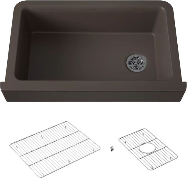 KOHLER® Cairn® Matte Brown Undermount Single-Bowl Farmhouse Kitchen Sink-0