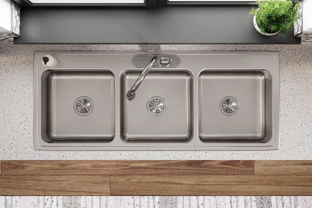 Elkay Lustertone® Classic Lustrous Satin 54" x 22" x 10-1/8" 3-Hole Triple Bowl Drop-In Sink-3
