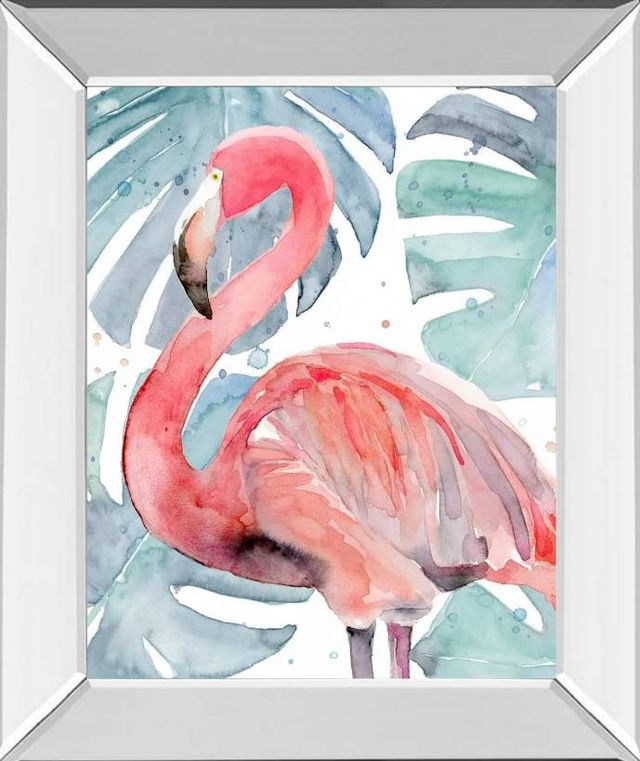 Classy Art Flamingo Splash II by Annie Warren Mirrored Frame Wall Art-0