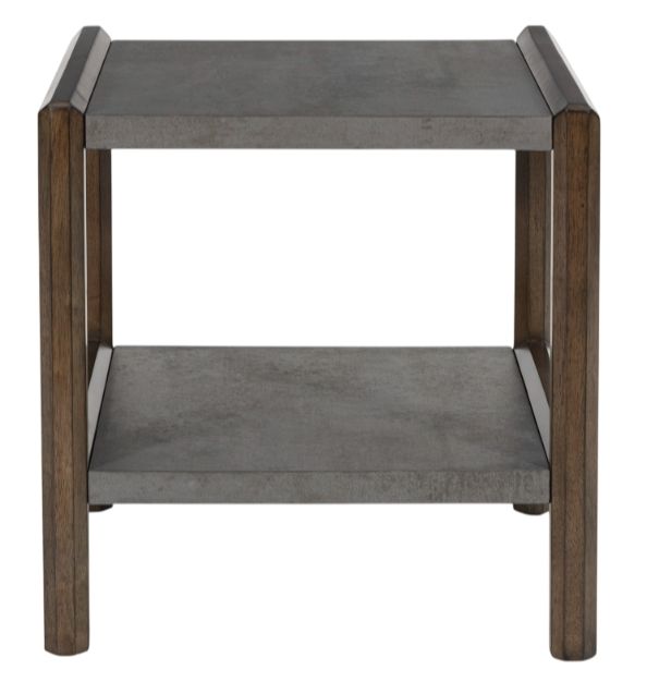 Signature Design by Ashley® Kallenny Gray End Table with Brown Base-1