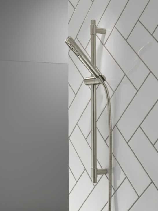 Delta Universal Showering Lumicoat® Stainless Premium Single-Setting Slide Bar Hand Shower-2