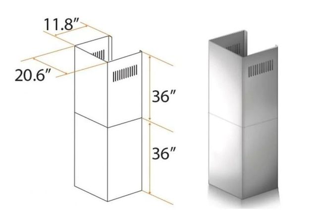 ZLINE 36" Stainless Steel Chimney Extension-2
