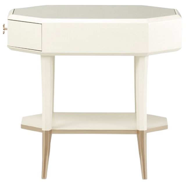 Michael Amini® La Rachelle Glass Top Octagonal End Table with Medium Champagne Legs-3