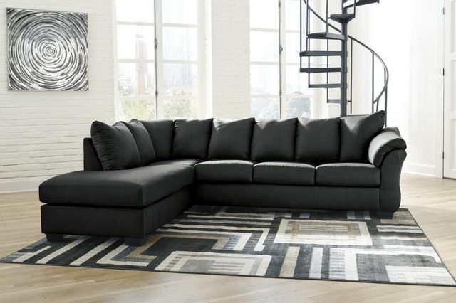 Signature Design by Ashley® Darcy 2-Piece Black Left-Arm Facing Sofa Sectional and Chaise-3