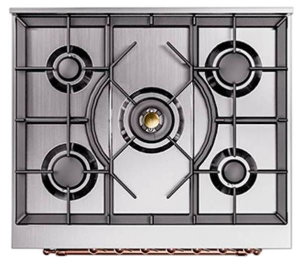 Ilve® Nostalgie II Noblesse 30'' Graphite Matte Pro Style Dual Fuel Range with Copper Trim-2