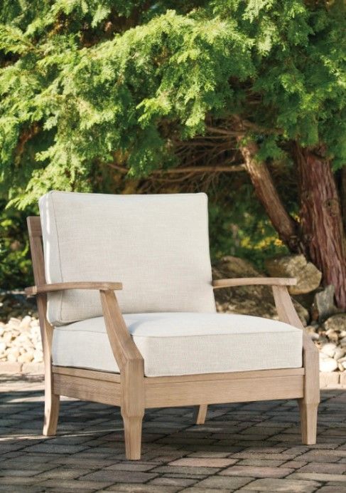 Signature Design by Ashley® Carter Hall Beige Fabric/Wooden Outdoor Chair-3