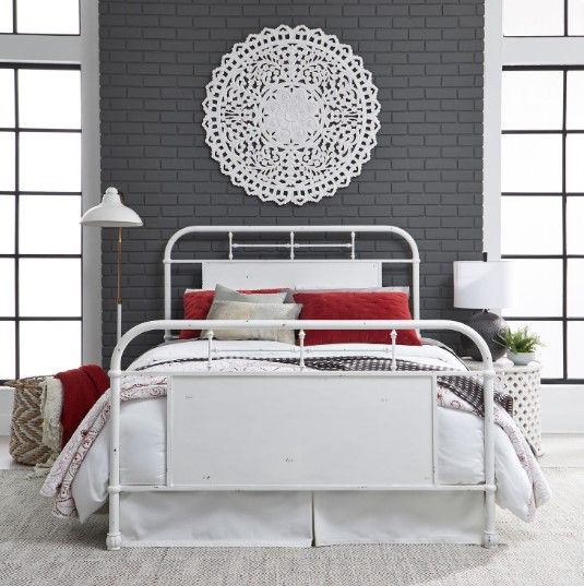 Liberty Furniture Vintage Antique White Queen Metal Rod Bed-1