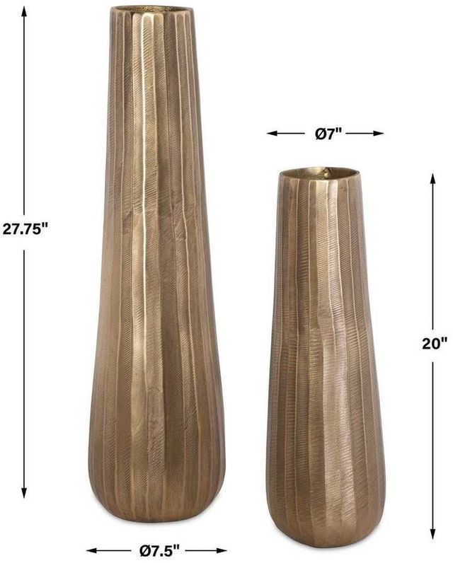 Uttermost® Vertiforge 2-Piece Antique Gold Vase Set-2