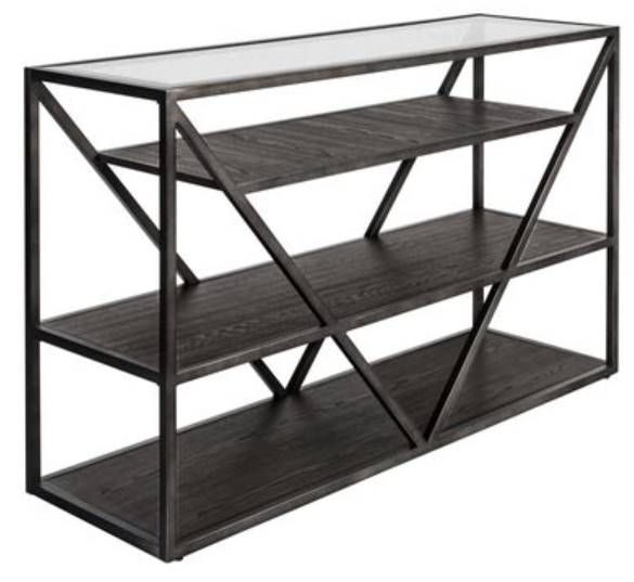 Liberty Furniture Arista Glass Top Sofa Table with Cobblestone Brown/Gray Base-3